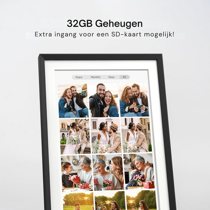 HomeTogether Digitale Fotolijst 10.1 inch - 27 cm breed - 19 cm hoog - Full HD - Frameo App Gratis of Betaald - Prachtige kwaliteit - WiFi - 32GB - IPS Touchscreen