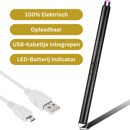 Elektrische Aansteker Oplaadbaar - Inclusief USB kabeltje - Batterij LED-indicator