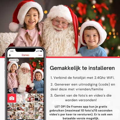 HomeTogether Digitale Fotolijst 10.1 inch - 27 cm breed - 19 cm hoog - Full HD - Frameo App Gratis of Betaald - Prachtige kwaliteit - WiFi - 32GB - IPS Touchscreen